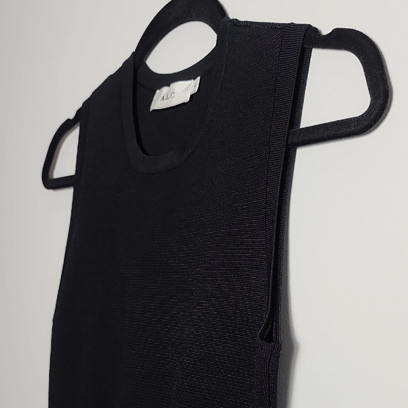 A.L.C. Black Sleeveless Crewneck Fit And Flare Dress In Black and White Size Med - Picture 14 of 16